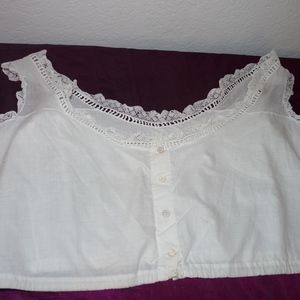 VINTAGE VICTORIAN CAMISOLE  WHITE COTTON SZ L